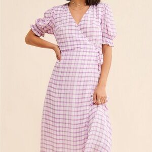 Anthropologie Lavender Check Midi Dress